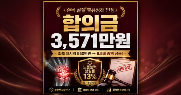 손목골절교통사고합의금 3571만원 보상받은사례 상실수익액인정이관건입니다 장해평가잘받아야하는것이지요.png